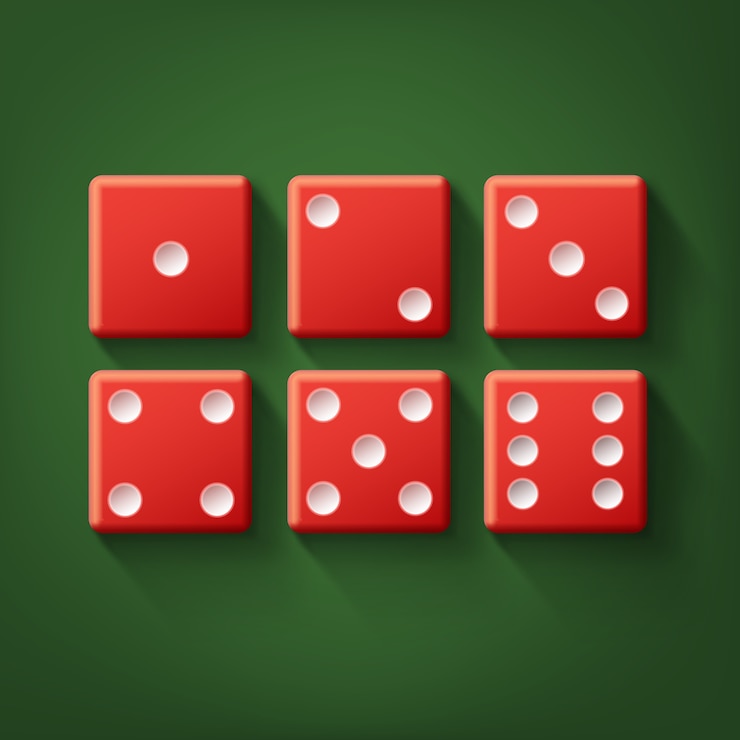 Ücretsiz Vektör vector set of red casino dice top view isolated on green poker table