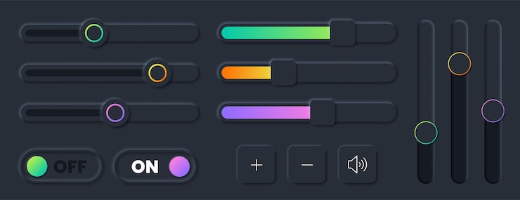 Ücretsiz Vektör vector set of scroll bar icons sliders scrollbar volume grey ui controls web elements for website