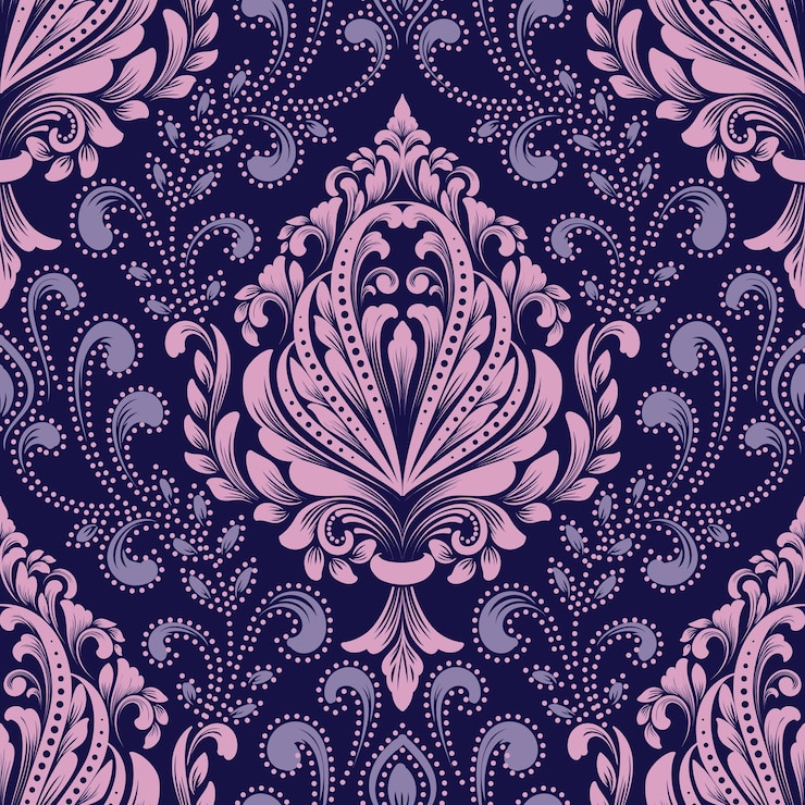 Ücretsiz Vektör vektör şam işi kusursuz desen öğesi. klasik lüks eski moda şam işi süsleme, duvar kağıtları, tekstil, ambalaj için kraliyet viktorya kusursuz dokusu. zarif çiçekli barok şablon.