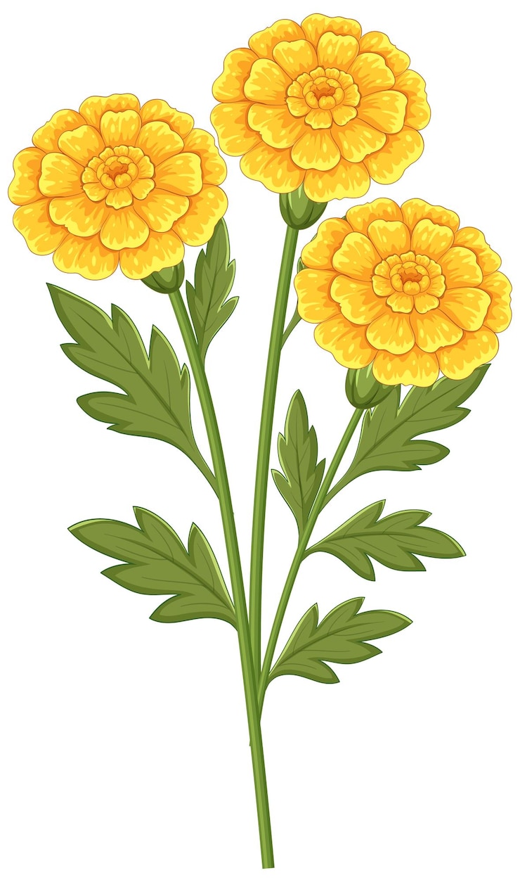 Ücretsiz Vektör vibrant yellow marigold vector illustration