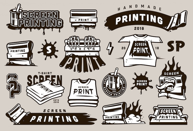 Ücretsiz Vektör vintage serigrafi rozetleri seti