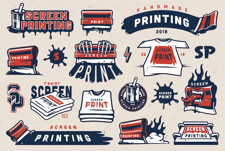 Ücretsiz Vektör vintage serigrafi rozetleri seti