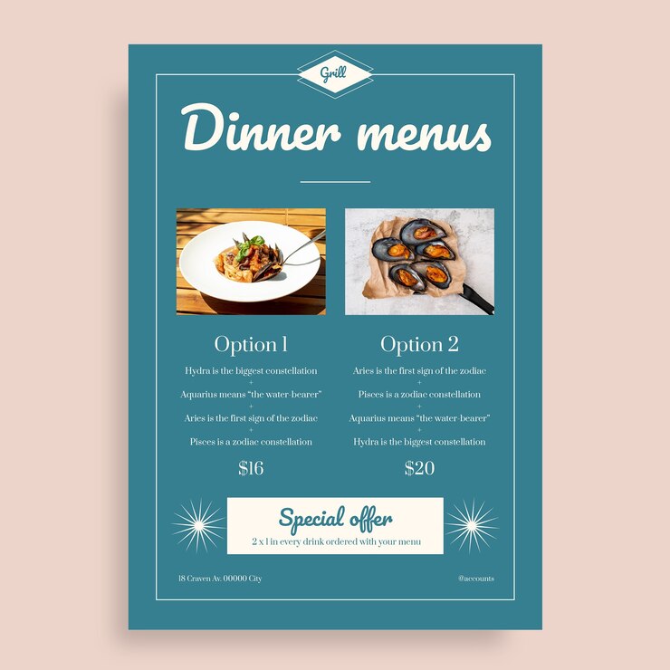 Ücretsiz Vektör vintage yüzyıl ortası restoran posteri