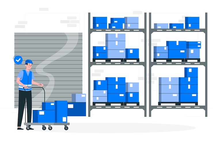Ücretsiz Vektör warehouse interior concept illustration