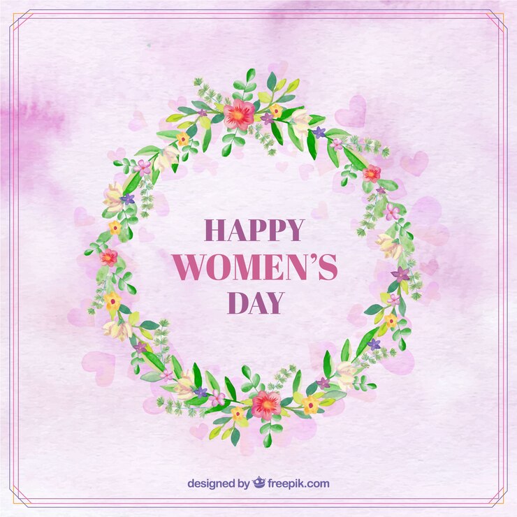 Ücretsiz Vektör watercolor background with woman's day floral wreath