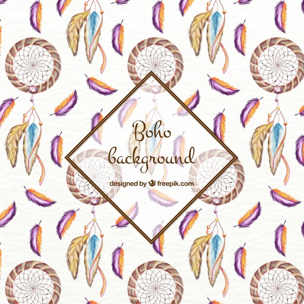 Watercolor dreamcatchers ethnic background