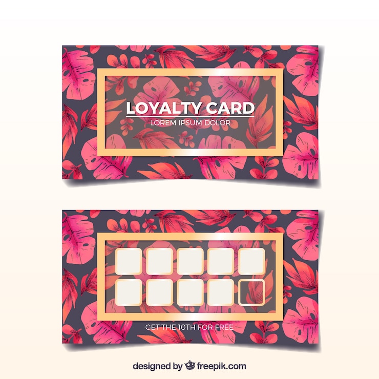 Ücretsiz Vektör watercolor floral loyalty card template