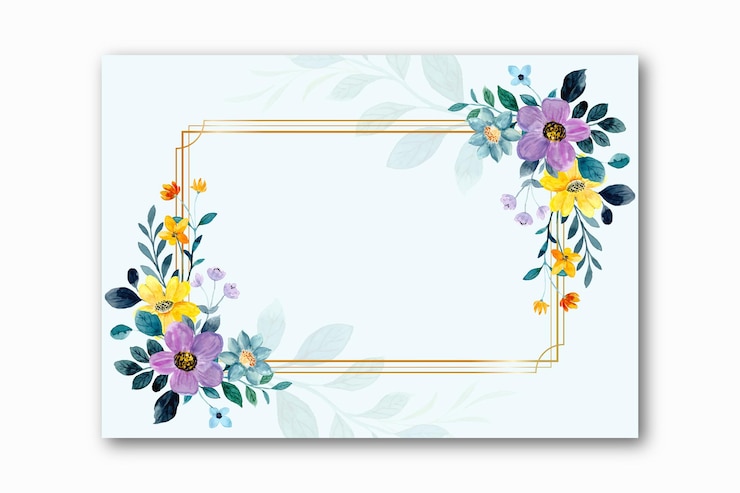 Ücretsiz Vektör watercolor yellow purple floral frame