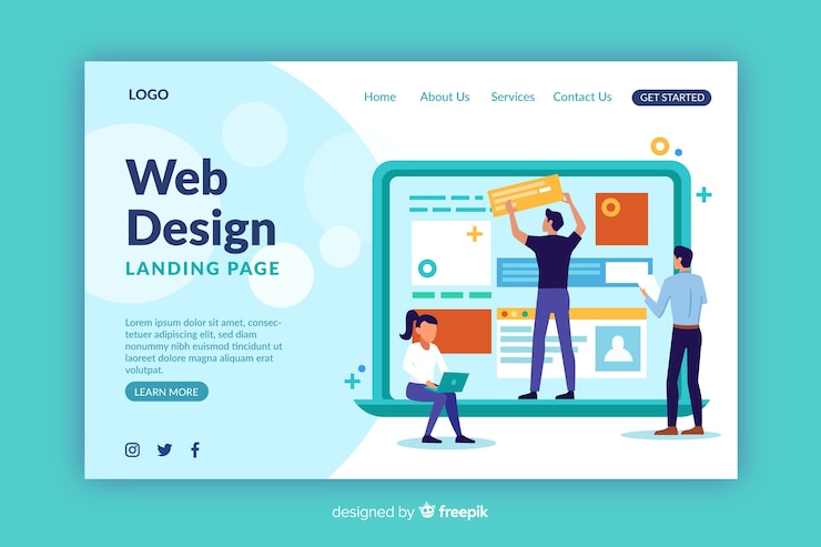 Ücretsiz Vektör web tasarım açılış sayfası şablonu