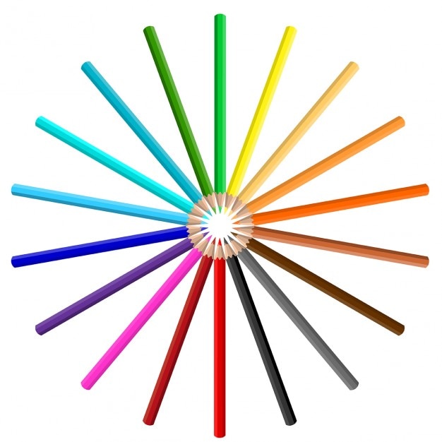 Ücretsiz Vektör wheel of coloured pencils background