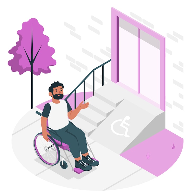 Ücretsiz Vektör wheelchair ramp concept illustration