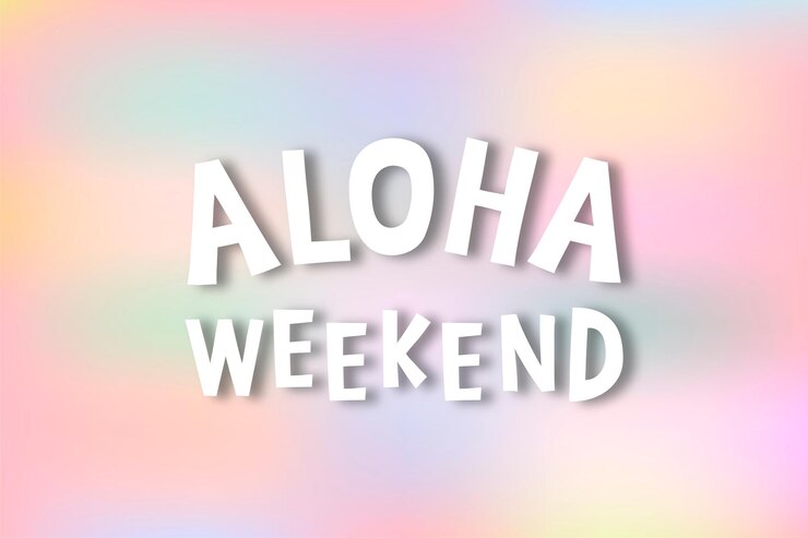 Ücretsiz Vektör white aloha weekend doodle typography on a pastel background vector