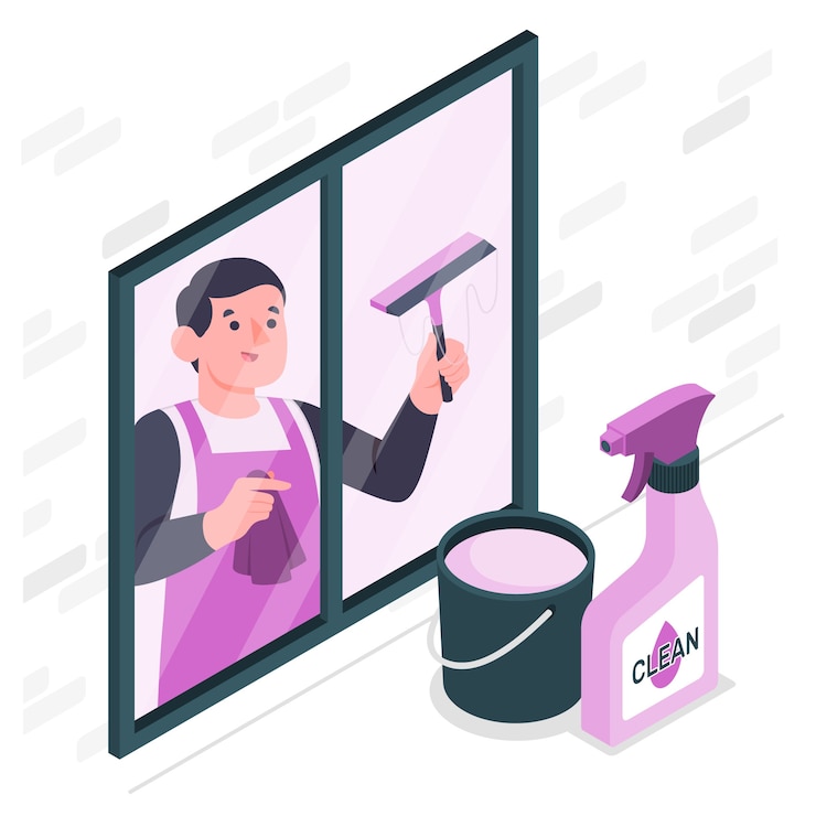 Ücretsiz Vektör window cleaning  concept illustration