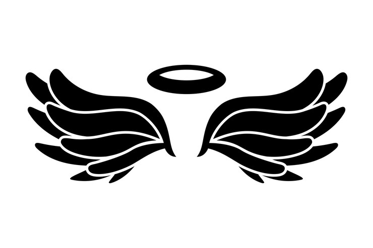 Ücretsiz Vektör wings with halo glyph style