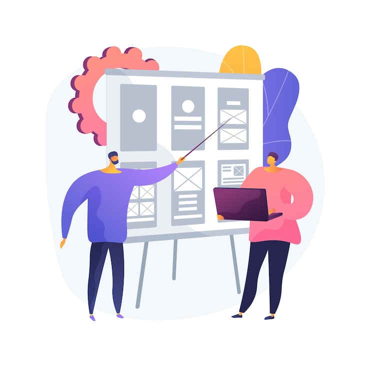 Ücretsiz Vektör wireframe abstract concept   illustration. web page layout, interface element, website navigation, screen blueprint, visual guide, business analyst, user experience, sketch  