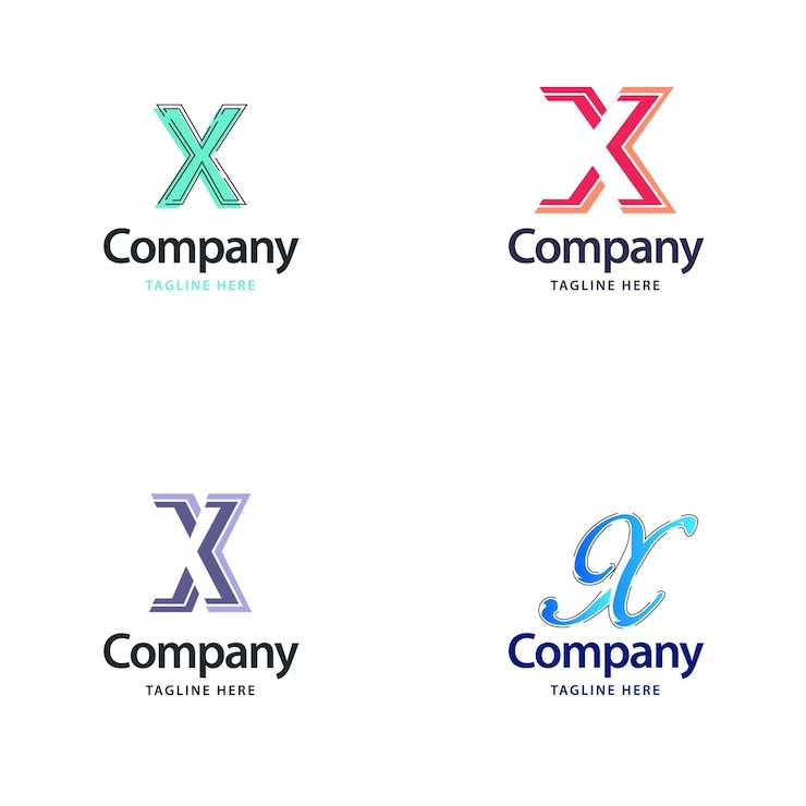 Ücretsiz Vektör x harfi büyük logo paketi design i̇şletmeniz için yaratıcı modern logolar design vektör marka adı illüstrasyonu