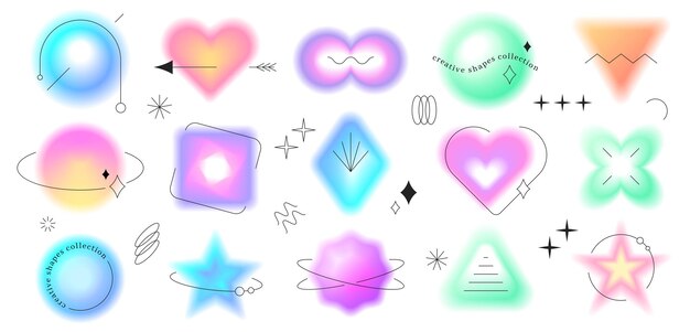 y2k aesthetic blurred gradient shapes with lines