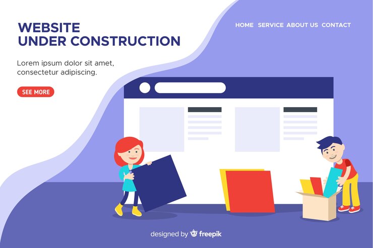 Ücretsiz Vektör yapım aşamasında web açılış sayfası