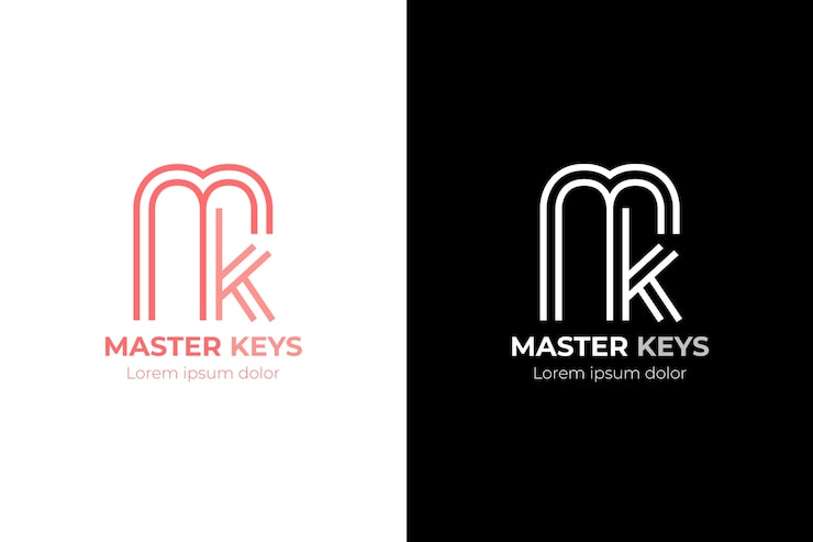 Ücretsiz Vektör yaratıcı profesyonel mk logo şablonu