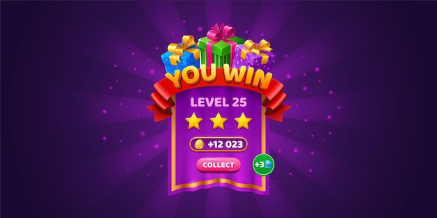 you win game popup banner casino jackpot screen