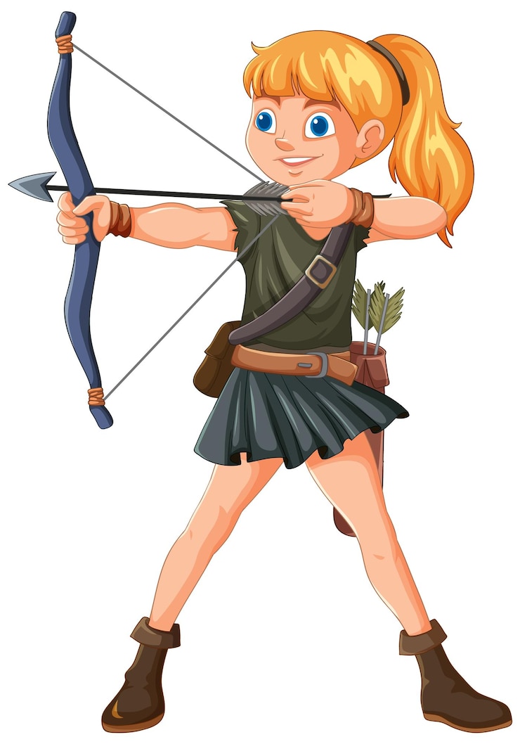 Ücretsiz Vektör young archer girl with bow