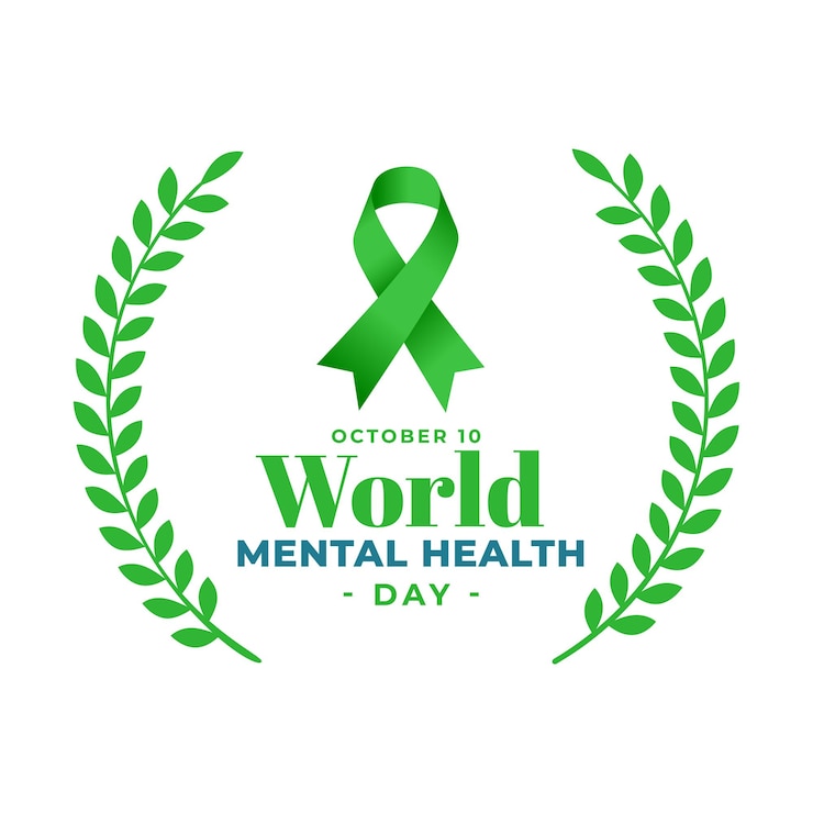 Vecteur gratuit 10 octobre, journée mondiale de la santé mentale, fond avec vecteur de conception de laurier