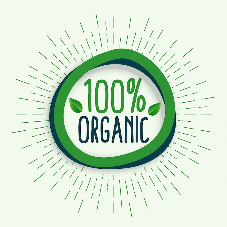 Vecteur gratuit 100% biologique. symbole des aliments biologiques naturels frais et sains