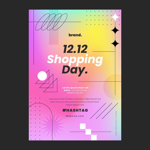 12.12 Modèle D'affiche Verticale De Vente De Jour De Shopping