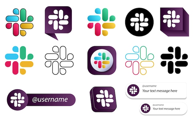 14 pack d'icônes de médias sociaux Slack