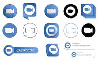 Vecteur gratuit 14 pack d'icônes de médias sociaux zoom video meeting