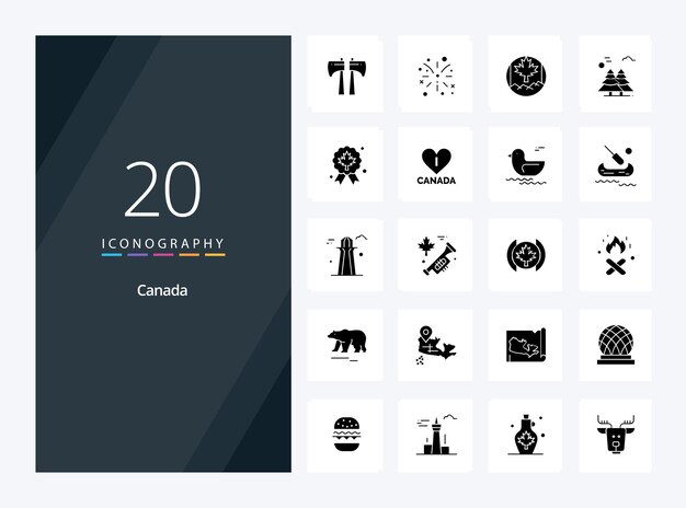 20 Canada Solid Glyph Icône Pour La Présentation