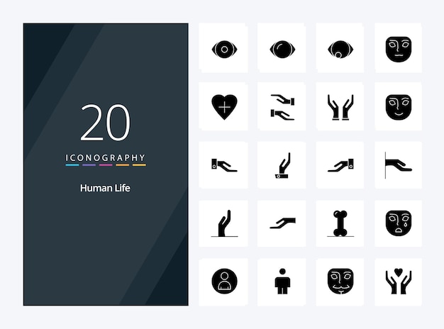 Vecteur gratuit 20 icône de glyphe solide humain pour la présentation
