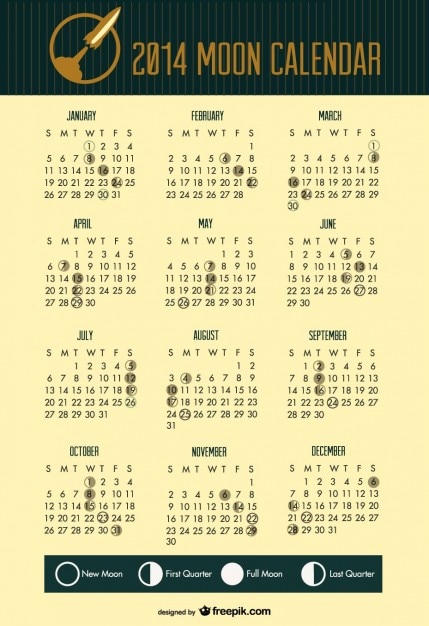 2014 Phases De Lune Calendrier Espace Tête De Fusée