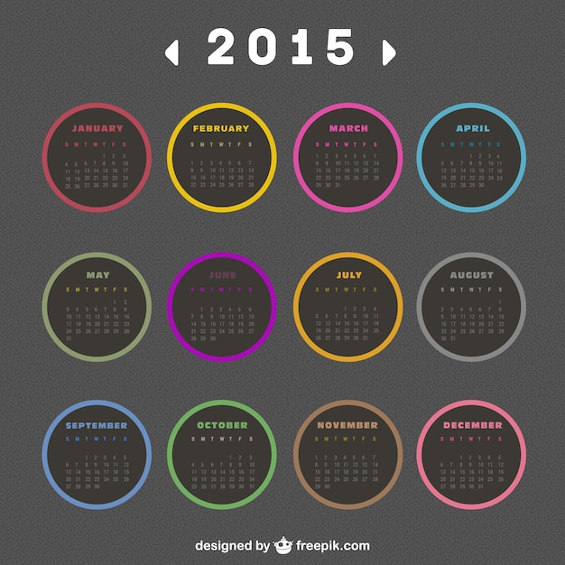 2015 Calendrier Avec Des étiquettes Rondes