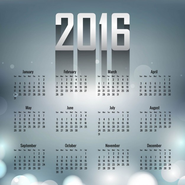 2016 calendrier sur bokeh