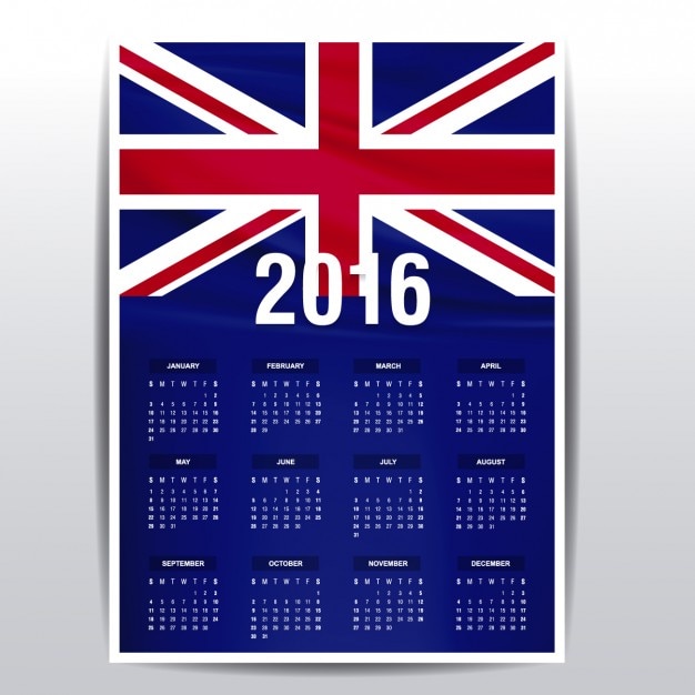 Vecteur gratuit 2016 calendrier des le royaume-uni