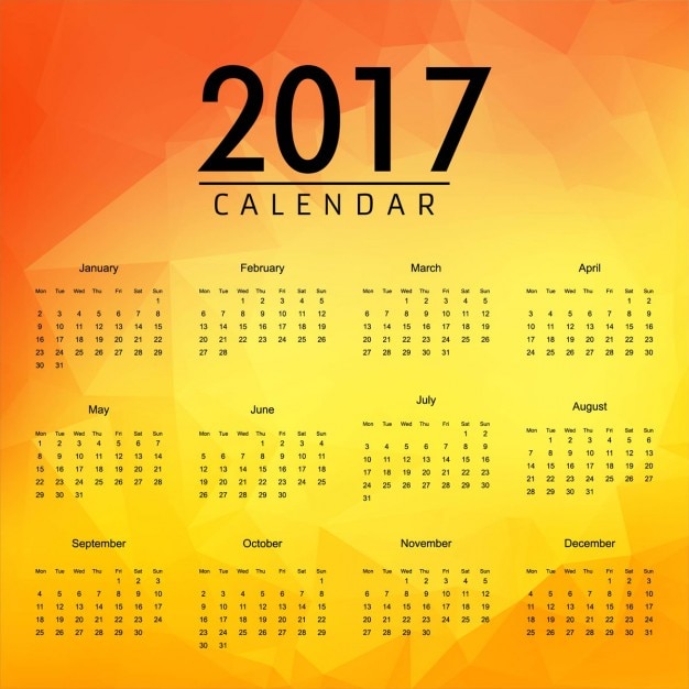Vecteur gratuit 2017 calendrier coloré