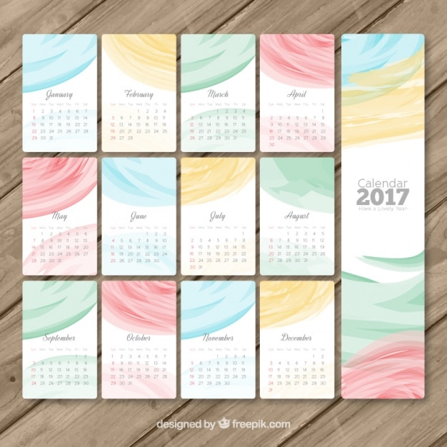 Vecteur gratuit 2017 calendrier avec décoration abstraite