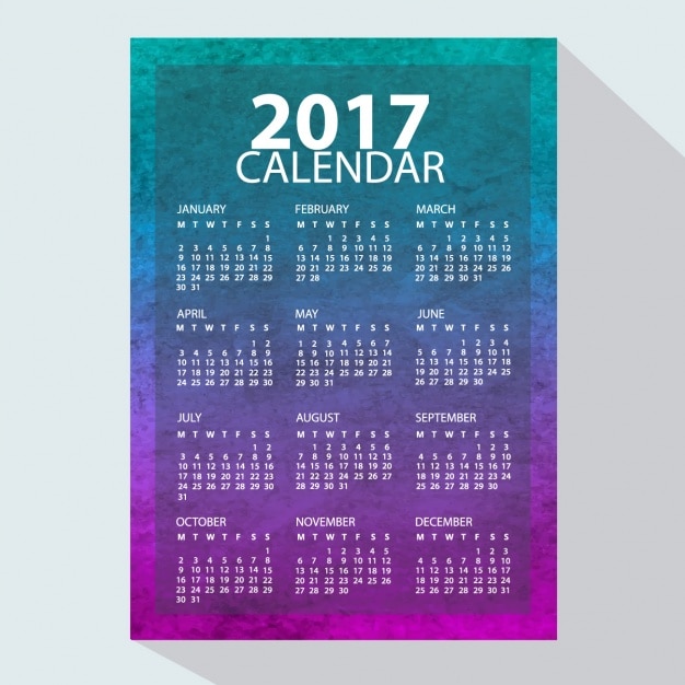 Vecteur gratuit 2017 calendrier avec texture