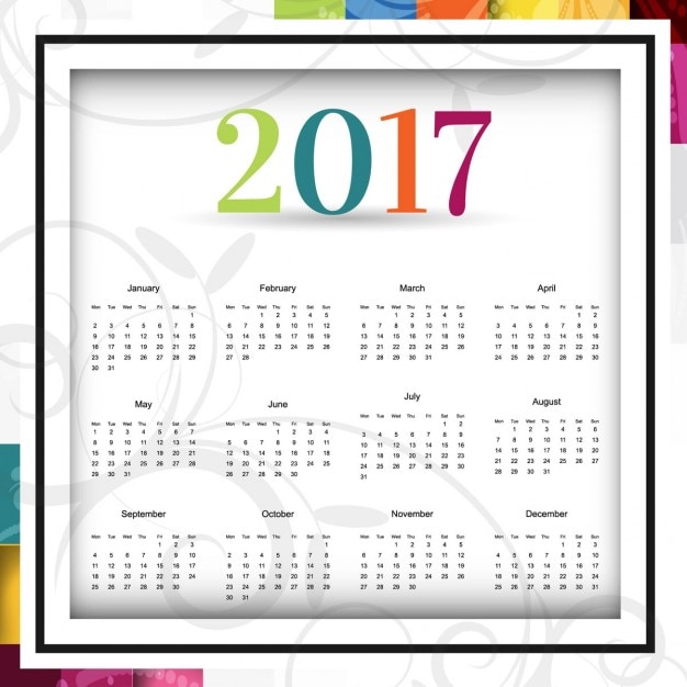 Vecteur gratuit 2017 calendrier