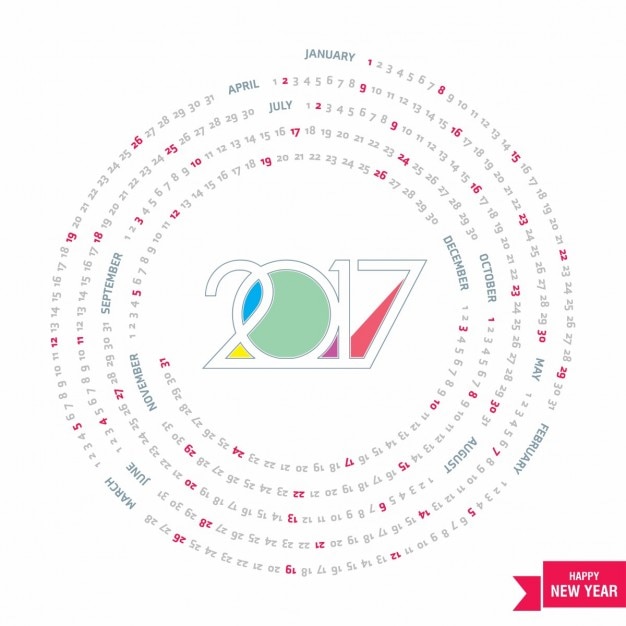 Vecteur gratuit 2017 creative modèle de calendrier