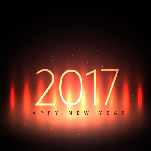 Vecteur gratuit 2017 happy new year design avec des lumières incandescentes