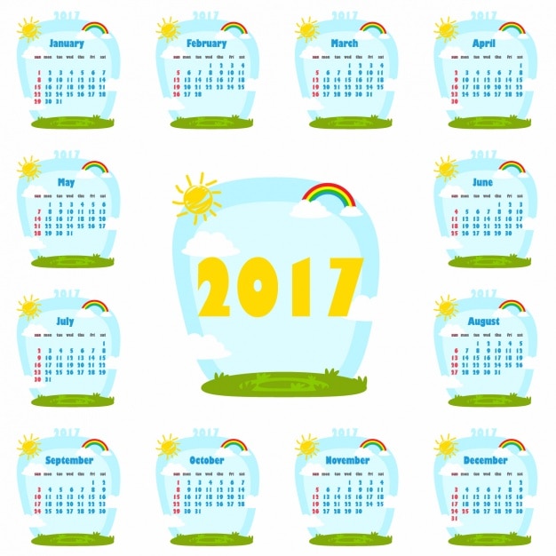 Vecteur gratuit 2017 modèle de calendrier