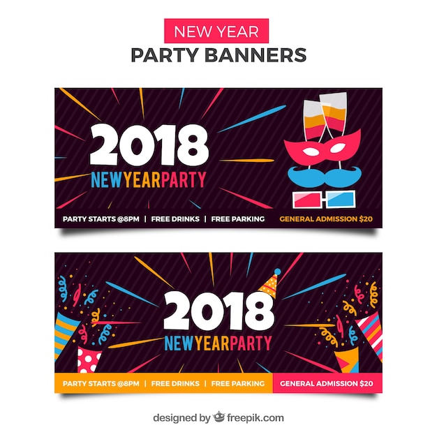 2018 Bannières Avec Des éléments De La Fête