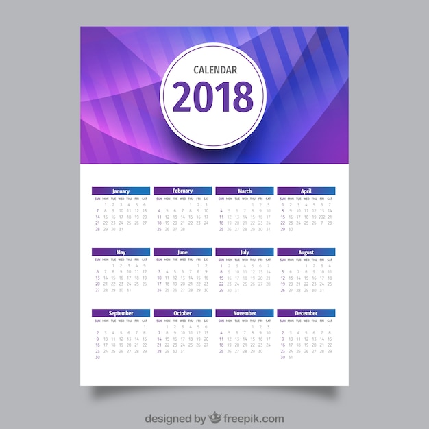 Vecteur gratuit 2018 calendrier abstrait