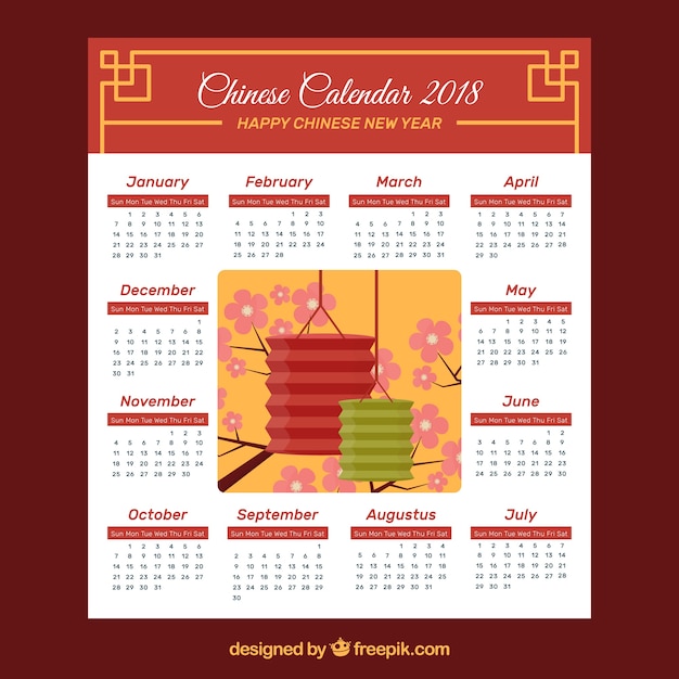 2018 Calendrier Du Nouvel An Chinois