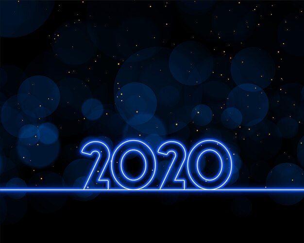 2020 nouvel an écrit en néon bleu