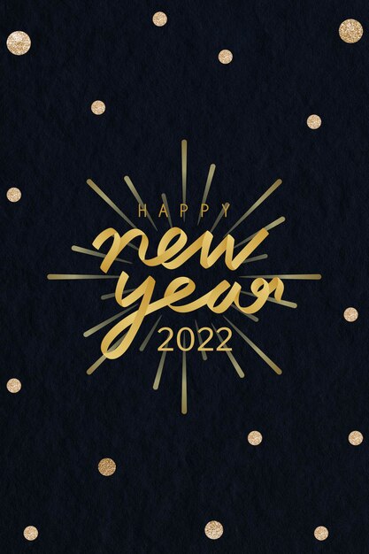 2022 paillettes d'or bonne année texte de salutations de la saison esthétique sur le vecteur de fond noir