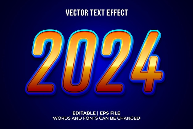 Vecteur gratuit 2024 texte futuriste changeable 2024 effets de texte futuriste changeables