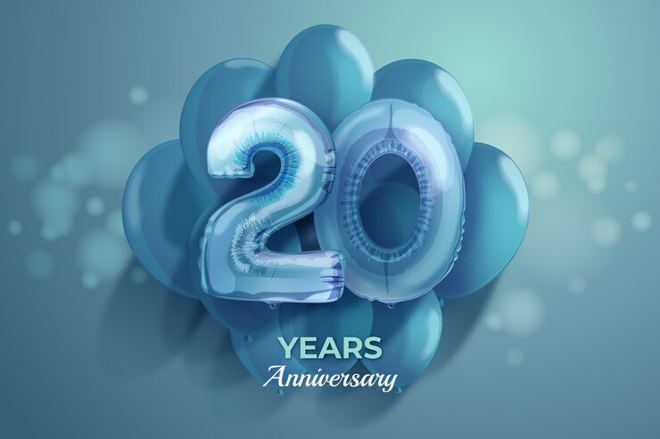 Vecteur gratuit 20e anniversaire ou anniversaire réaliste